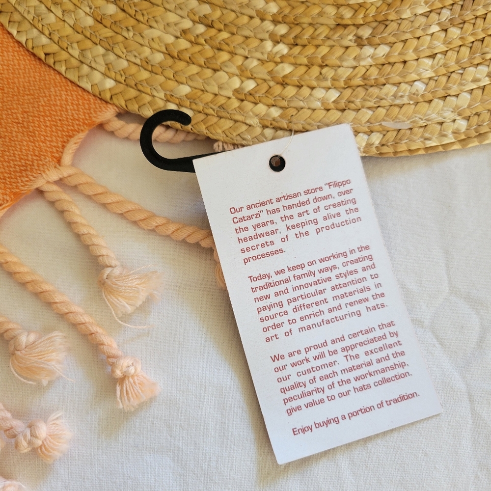 Filippo Catarzi‎ Crochet Woven Wide Brim Panama Natural Straw Fedora Hat - Picture 4 of 9